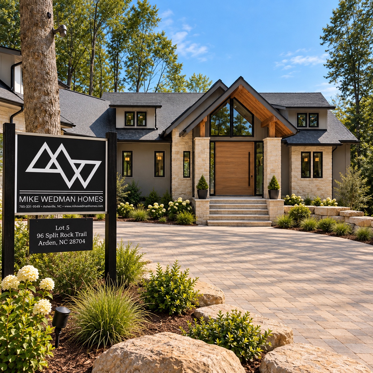 Architectural rendering of 96 Split Rock with the Mike Wedman Homes builder sign